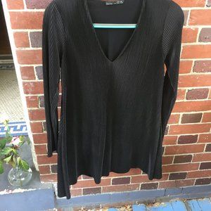 Shiny Ruffled Black Zara Dress